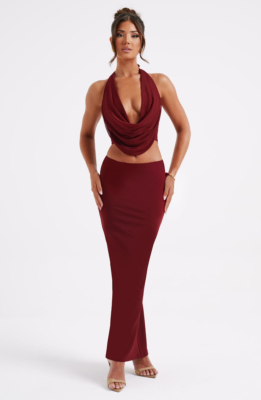 NERISSA MAXI SKIRT - BURGUNDY