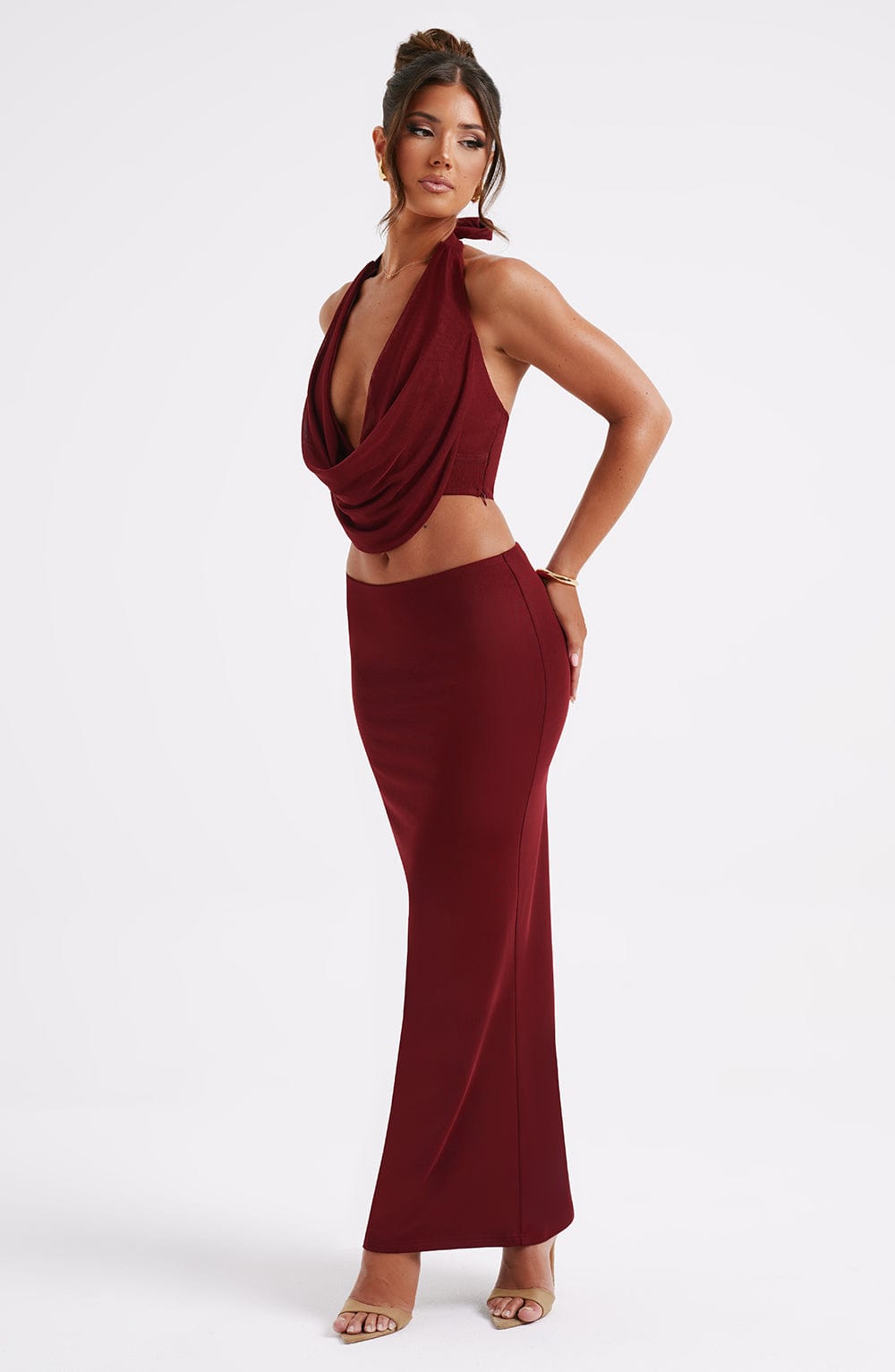 NERISSA MAXI SKIRT - BURGUNDY