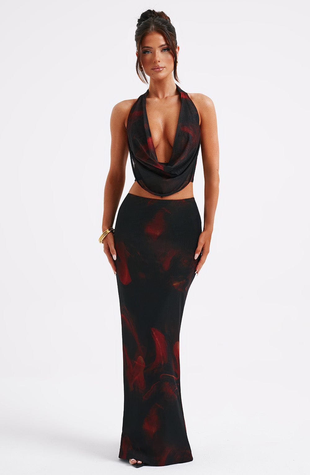 NERISSA MAXI DRESS - FIRE PRINT