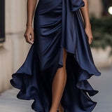 Sophisticated Halterneck Satin Evening Gown