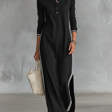 Women's Button‑Down Collar Maxi Sweat Dress