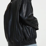 Women’s Oversized Leather Bomber Jacket
