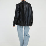 Women’s Oversized Leather Bomber Jacket