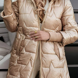 Long Puffer Parka with Fleece-Lined Hood