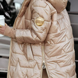 Long Puffer Parka with Fleece-Lined Hood