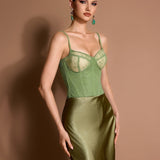 Glamorous Corset Evening Dress with Fluid Skirt