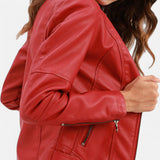 Women’s Heritage Chic Leather Jacket – Stand-Collar Statement Outerwear