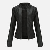 Women’s Heritage Chic Leather Jacket – Stand-Collar Statement Outerwear