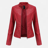 Women’s Heritage Chic Leather Jacket – Stand-Collar Statement Outerwear