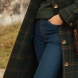 Women’s Checked Wool Blend Long Coat Fitted Winter Outerwear