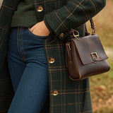 Women’s Checked Wool Blend Long Coat Fitted Winter Outerwear