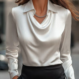 Chic Satin Draped Blouse