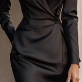Tailored Wrap Blazer Mini Dress for Women – Long Sleeve Design