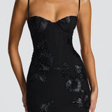 Floral Corset Maxi Dress for Wedding Guests