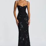 Floral Corset Maxi Dress for Wedding Guests