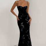 Floral Corset Maxi Dress for Wedding Guests