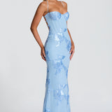 Floral Corset Maxi Dress for Wedding Guests