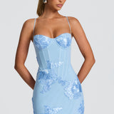 Floral Corset Maxi Dress for Wedding Guests