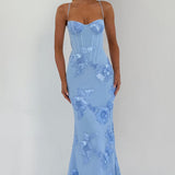 Floral Corset Maxi Dress for Wedding Guests