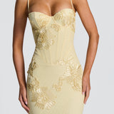 Floral Corset Maxi Dress for Wedding Guests