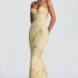 Floral Corset Maxi Dress for Wedding Guests