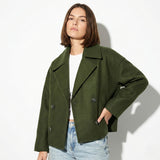 Women’s Pointed Lapel Cropped Jacket – Smart Double‑Breasted Style