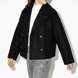 Women’s Pointed Lapel Cropped Jacket – Smart Double‑Breasted Style