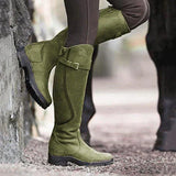Women’s Knee-High Waterproof Riding Boots with Buckle Strap