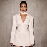 Women’s Structured-Shoulder Double-Breasted Blazer Dress