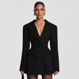 Women’s Structured-Shoulder Double-Breasted Blazer Dress