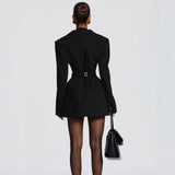 Women’s Structured-Shoulder Double-Breasted Blazer Dress